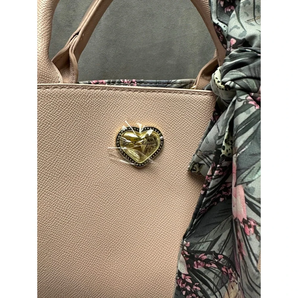 Betsey Johnson Satchel XOGIGI Pink Multi‎ Scarf Handbag NWT Crossbody Purse